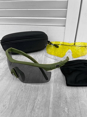 Тактичні очки із змінними лінзами (жовті, чорні та прозорі) Київ - зображення 3