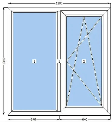 Вікно металопластикове, двустулкове поворотно-відкидне 1280х1340  - изображение 2