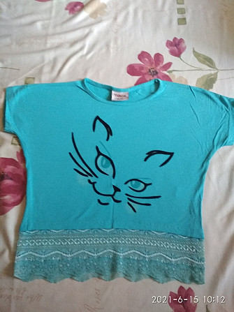 футболка с котиком на рост-134-140-супер. как новая Харків - изображение 2