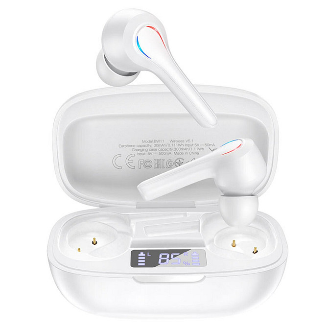 Навушники BOROFONE BW11 Graceful sound true wireless BT headset White Чернівці - зображення 2
