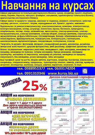 Курси кухар, кондитер, сушист, піццеолі, пекар, бармен, барист Київ