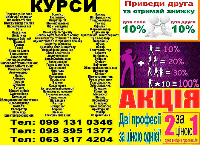Курси кухар, перукар, бухгалтер, манікюр, електрик, зварник, слюсар, маляр Івано-Франківськ - зображення 1