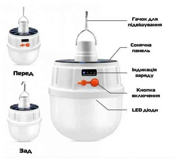 Набор освещения: Фонарь Powerbank Диодная лампа с солнечной панелью, ноч. "Новогодняя елка" в колбе Іршанськ