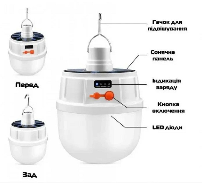 Набор освещения: Фонарь Powerbank Диодная лампа с солнечной панелью, ноч. "Новогодняя елка" в колбе Іршанськ - изображение 5