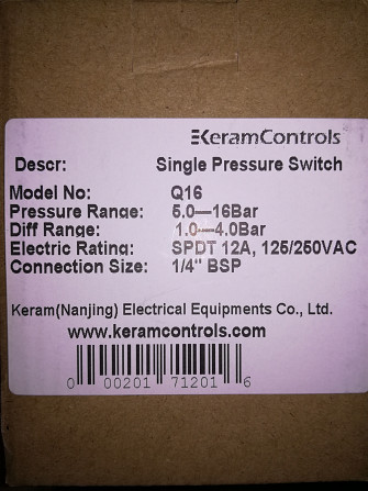 Датчики реле тиску серія Q від компанії Keram Controls & Equipments Co., Ltd. Київ - зображення 2