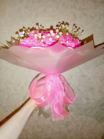 Ніжні рожеві троянди з підсвічуванням з органзи Кривий Ріг - зображення 5