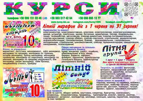 Курс кухар, кондитер, сушист, піццеолі, пекар, бармен, барист Luts'k